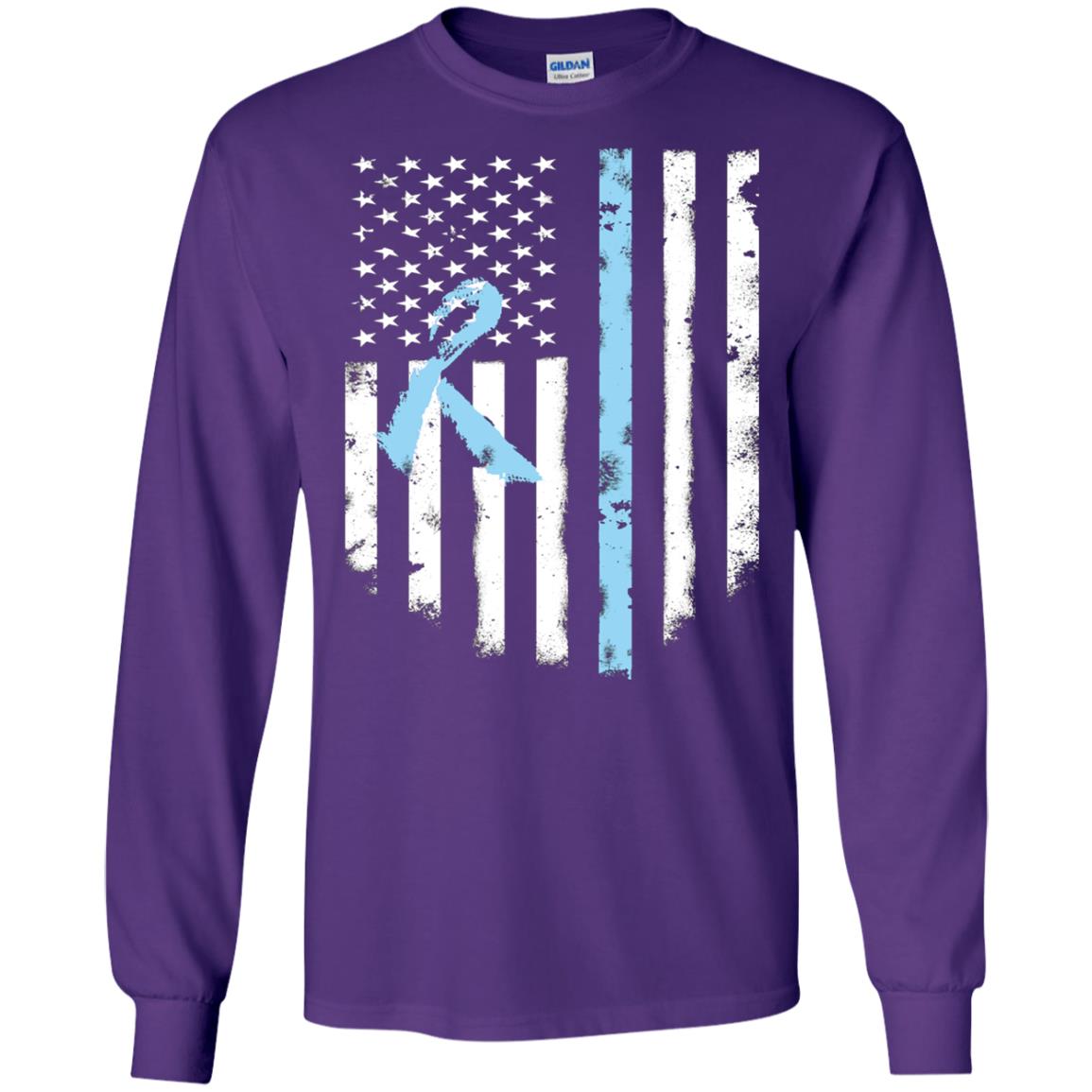 Ribbon American Flag Prostate Cancer Awareness Shirt Purple