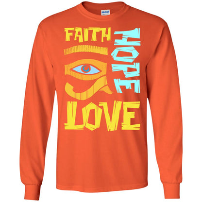 Faith Hope Love Christian T-shirt Orange