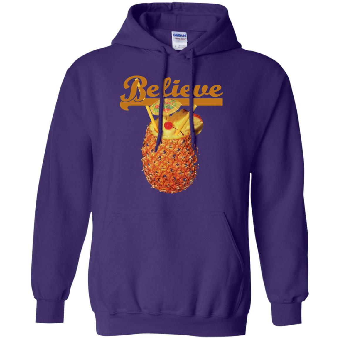 Believe Pineapple Cuptropical Drink T-shirt Purple