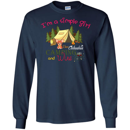 I’m A Simple Girl I Love Chihuahua Camping And Wine Shirt Navy
