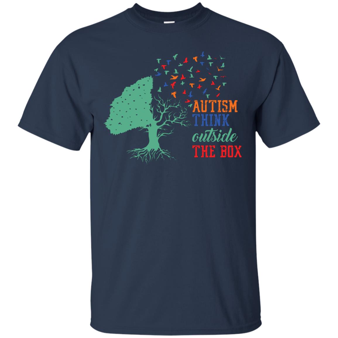Autism Think Outside The Box Autism Awearness T-shirt Navy