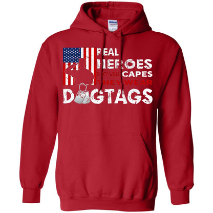 Real Heroes Don_t Wear Capes They Wear Dogtags Military T-shirt Red