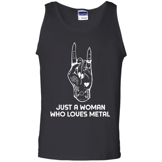 Just A Woman Who Loves Metal Rock Music Lover Shirt Black