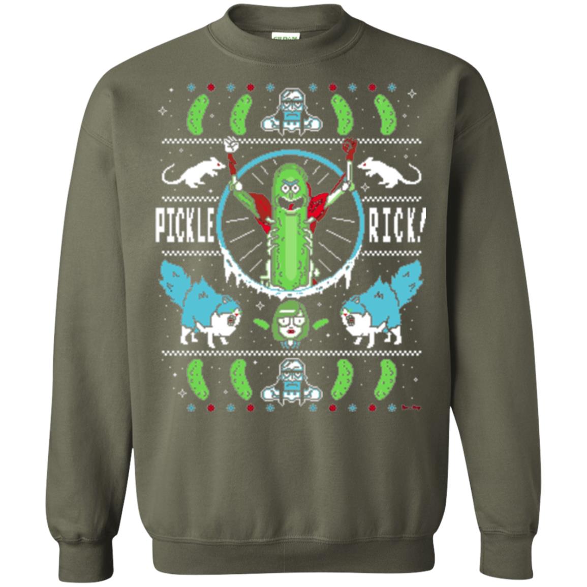 Rick And Morty T-shirt Festive Pickle Rick Military Green