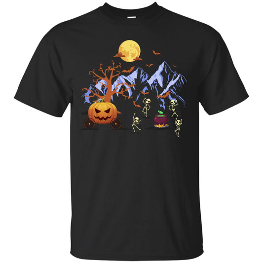 Dancing Skeleton With Pumpkin Funny Halloween Gift Shirt Black
