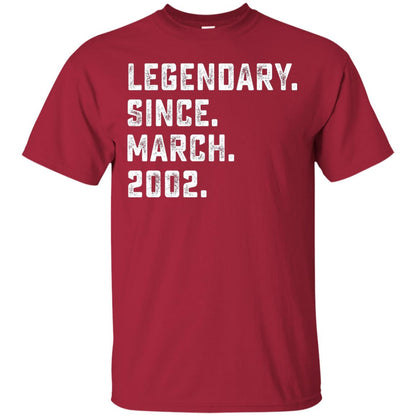 Legendary Since March 2002 16th Years Old Birthday T-shirt Cardinal