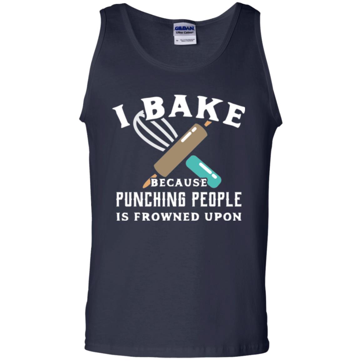 Baking T-shirt I Bake Because Punching People Frowned Upon Navy