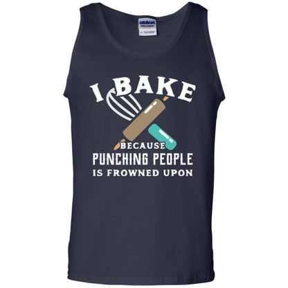 Baking T-shirt I Bake Because Punching People Frowned Upon Navy