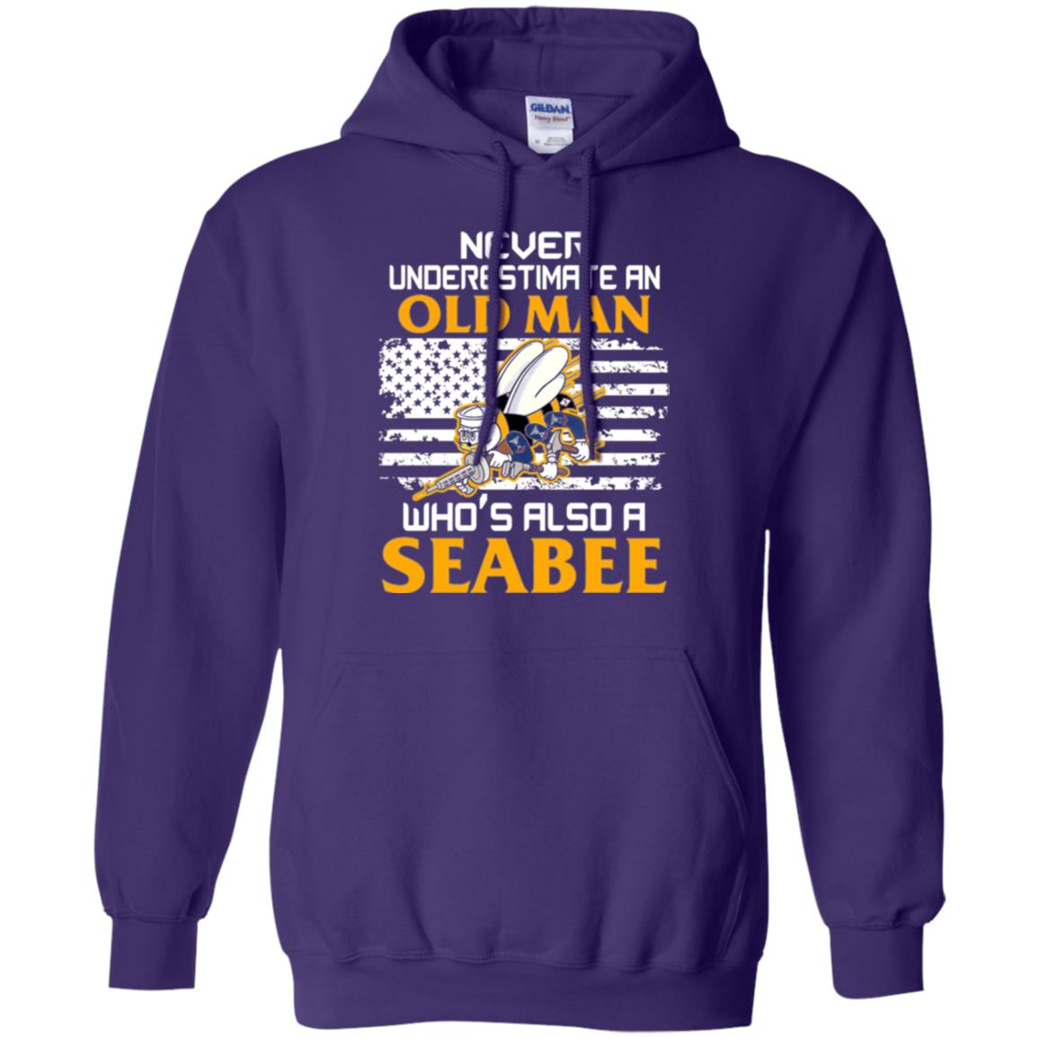 Navy Seabee Veteran T-shirt Never Underestimate An Old Man Purple