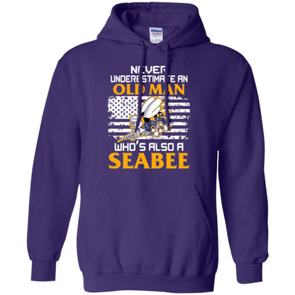 Navy Seabee Veteran T-shirt Never Underestimate An Old Man Purple