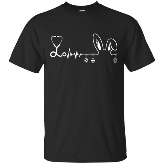 Easter Bunny Nurse Heartbeat T-shirt For Nursing Lover Black