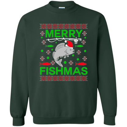 Christmas T-shirt Merry Fishmas Merry Christmas Fisherman Forest Green