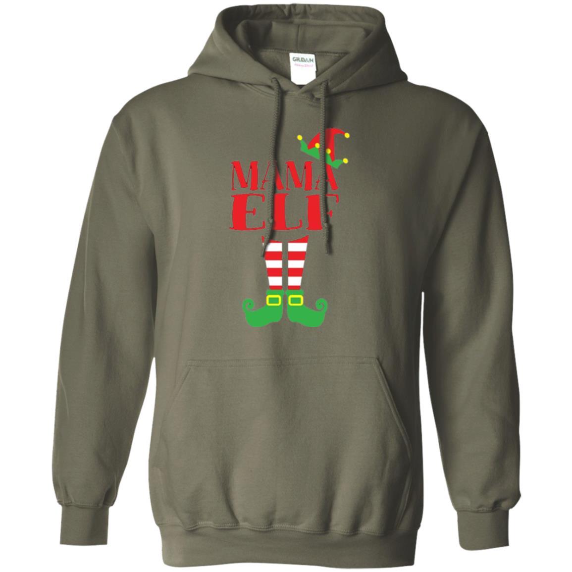 Family Christmas T-shirt Mama Elf T-shirt Military Green