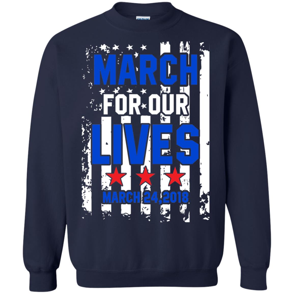 March For Our Lives With American Flag Gun Control T-shirt Navy