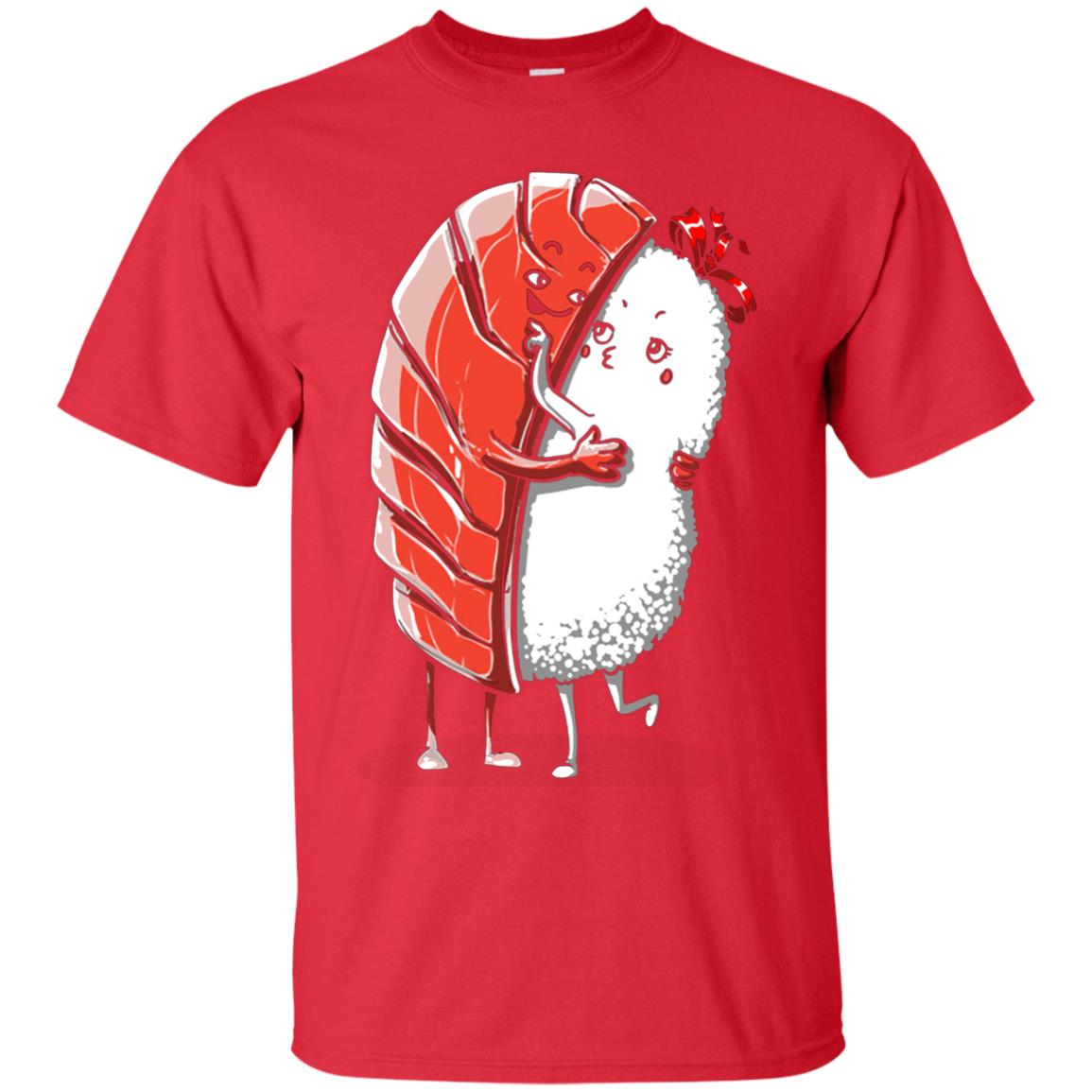 Sushi Lover T-shirt Salmon Sashimi Sushi Hug Love Red