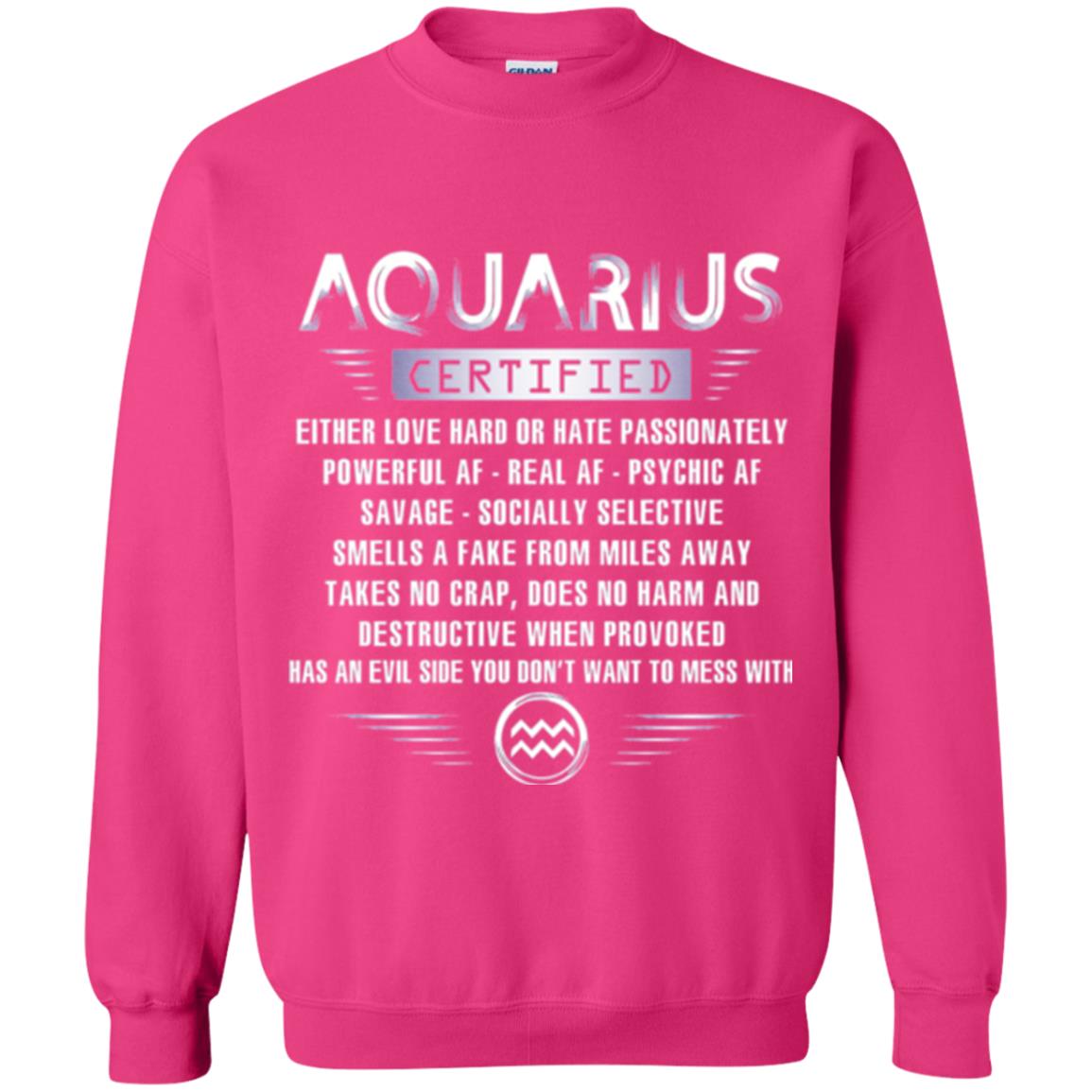 Aquarius Certified Either Love Hard T-shirt Heliconia