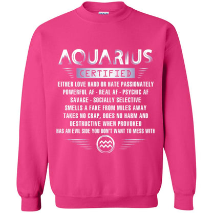 Aquarius Certified Either Love Hard T-shirt Heliconia