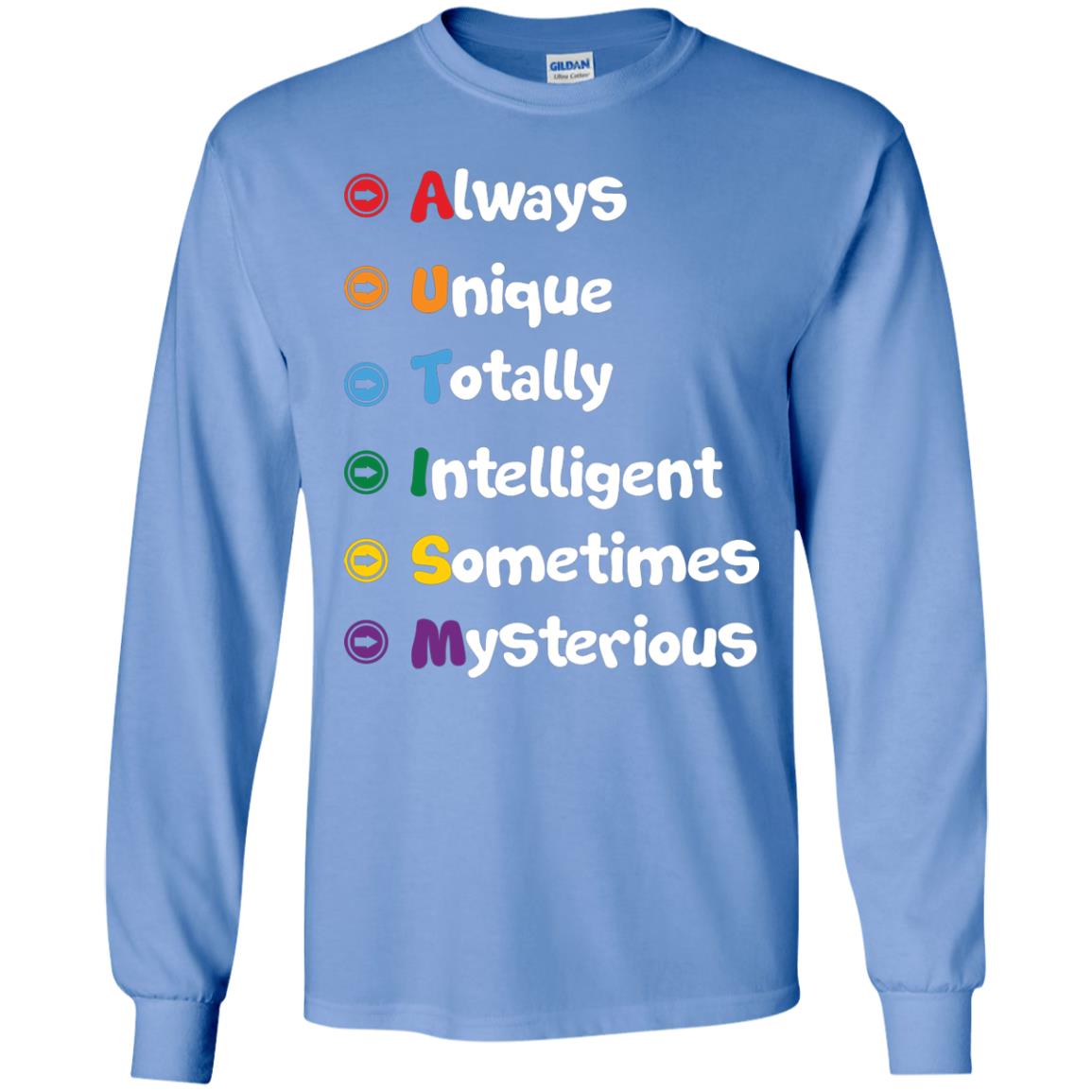 Always Unique Totally Intelligent Autism Awareness T-shirt Carolina Blue