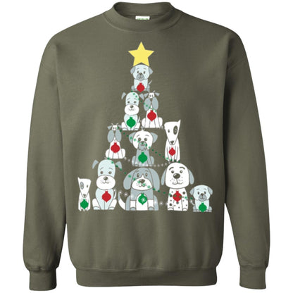 Dogs Lovers T-shirt Christmas Tree By Dogs Military Green