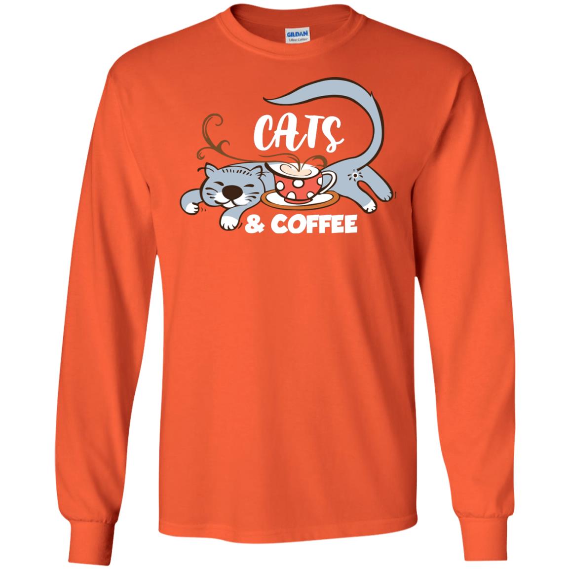 A Good Day Start With Cat And Coffee Cat Lover T-shirt Orange