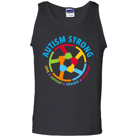 Autism Strong Love Support Educate Advocate Autism Awareness T-shirt Black