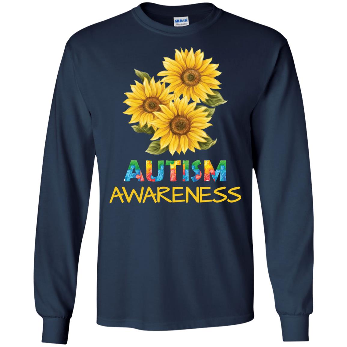 Autism Awareness Sunflower Shirt Navy