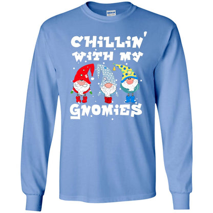 Chillin' With My Gnomies X-mas Gift Shirt For Mens Womens Kids Carolina Blue