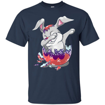 Funny Dabbing Bunny T-shirt For Kids Easter Gift Navy