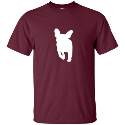 French Bulldog T-shirt White Silhouette Of Puppy Maroon