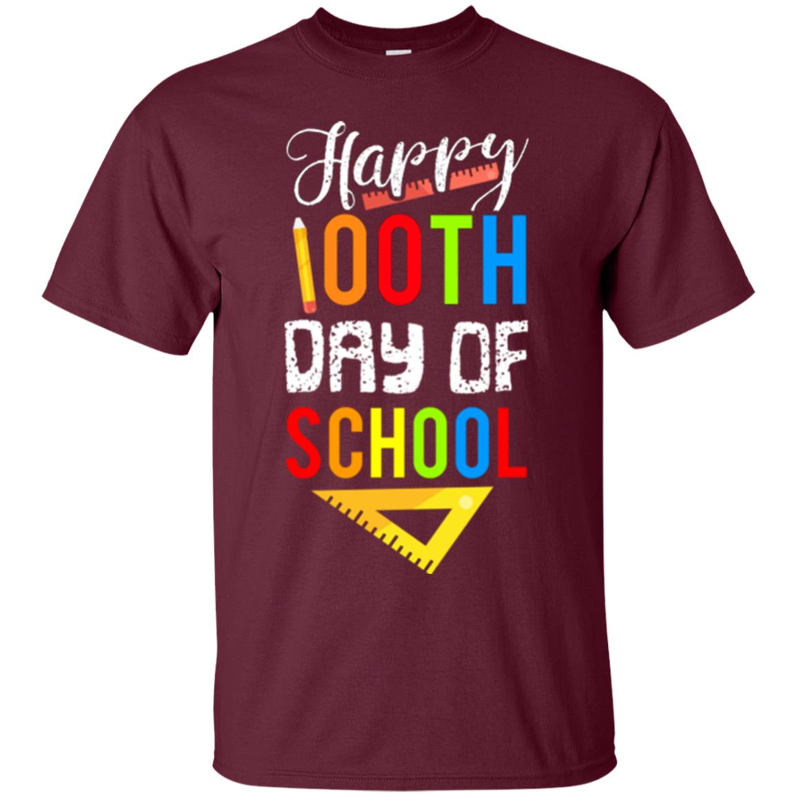 Kindergarten T-shirt Happy 100th Day Of School Maroon