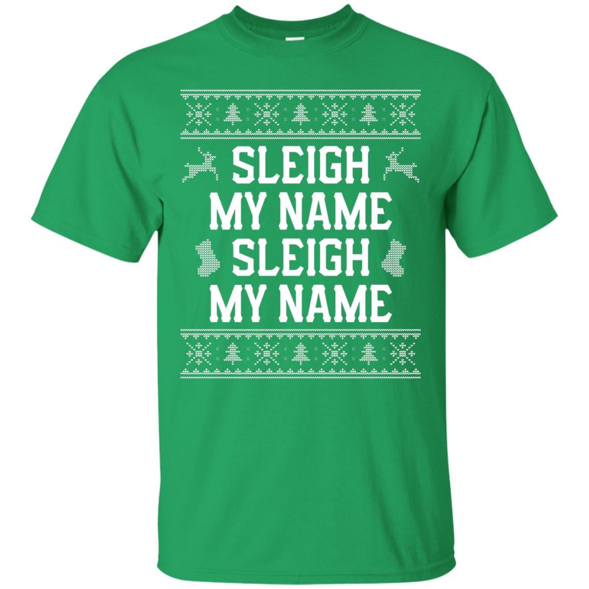 Christmas T-shirt Sleigh My Name Irish Green