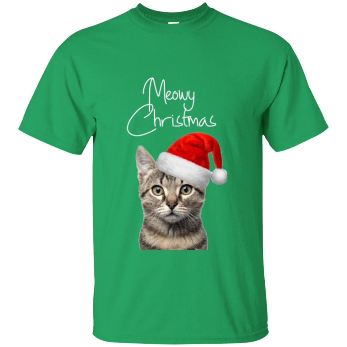 Cat Lovers T-shirt Merry Christmas Irish Green