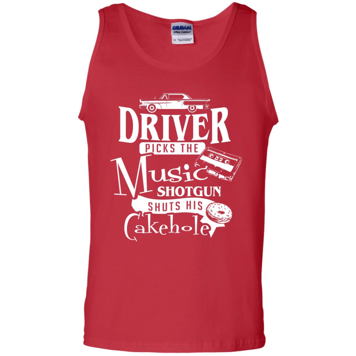 Driver Picks The Music Shotgun Shuts His Cakehole T-shirt Red