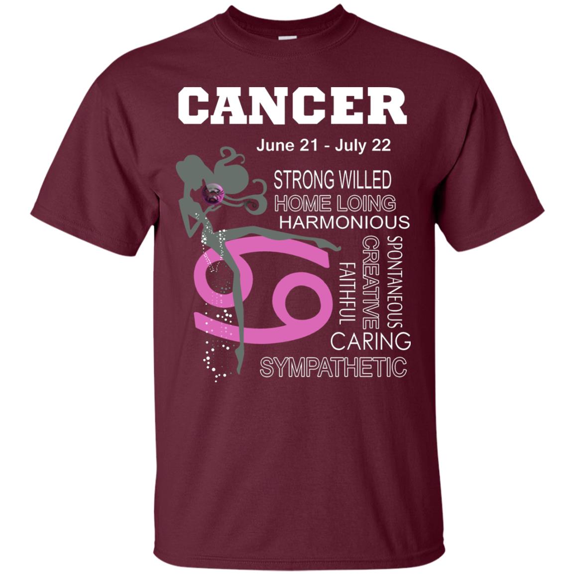 Cancer Strong Willed Home Loing Harmonious Faithful Creative Spontaneous Caring Sympathetic Maroon