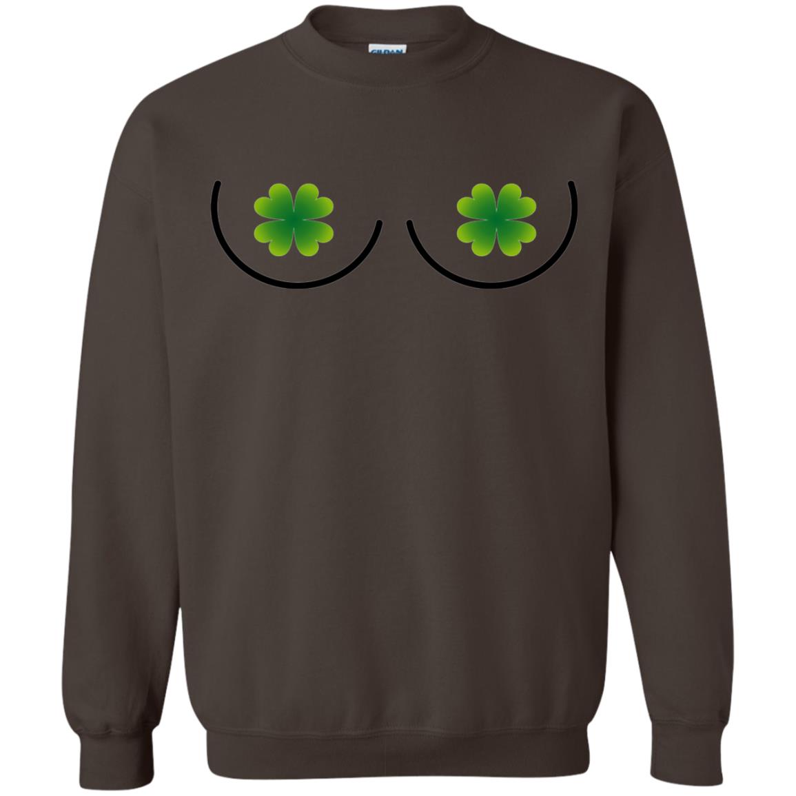 Irish Shamrock Boobs St. Patrick_s Day T-shirt Dark Chocolate