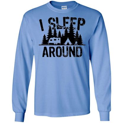 Funny Camping T-shirt I Sleep Around Carolina Blue