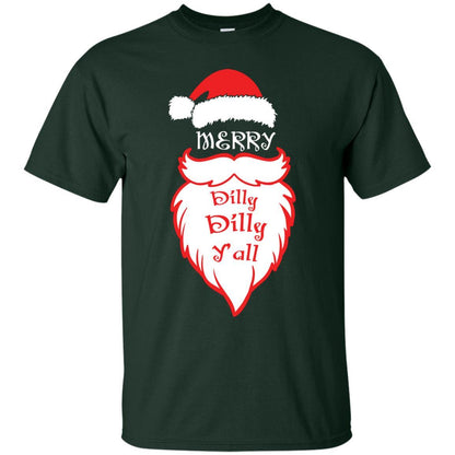 Christmas T-shirt Merry Dilly Dilly Y'all Forest Green