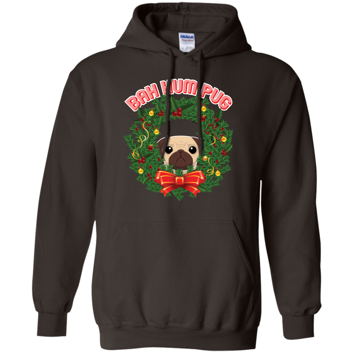 Christmas T-Shirt Bah Hum Pug Dark Chocolate
