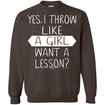 Softball T-shirt Yes I Throw Like A Girl Want A Lesson Dark Chocolate