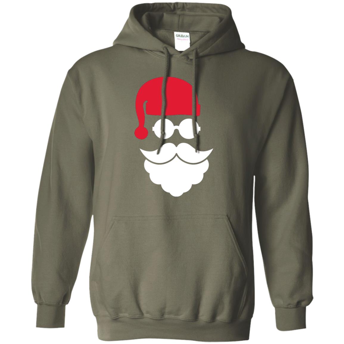 Christmas Shirt Santa Claus Face Military Green