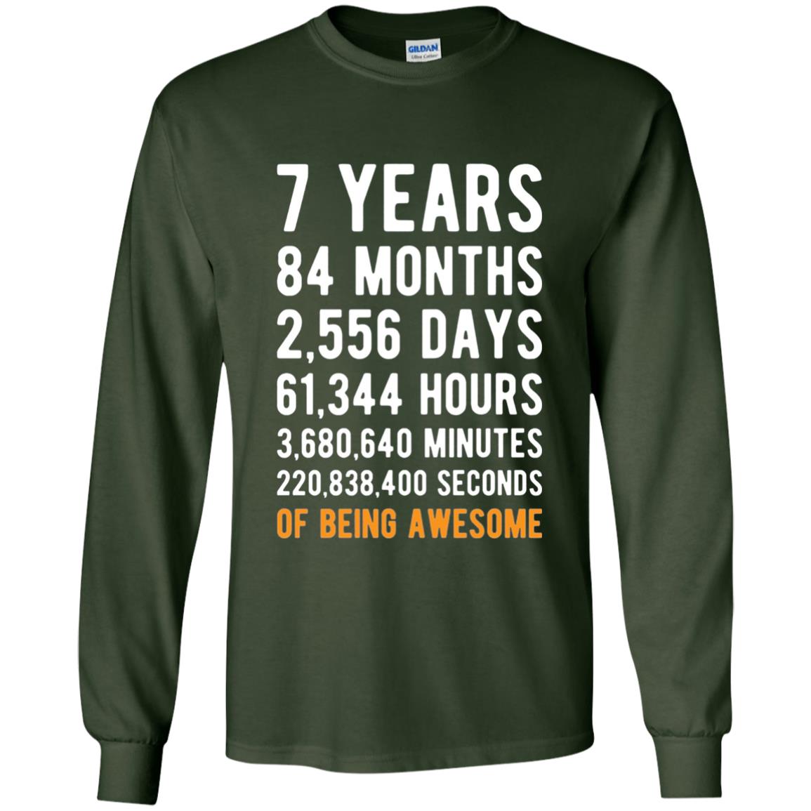 7th Birthday Shirt 7 Years Old Being Awesome Forest Green
