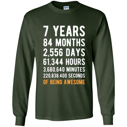 7th Birthday Shirt 7 Years Old Being Awesome Forest Green