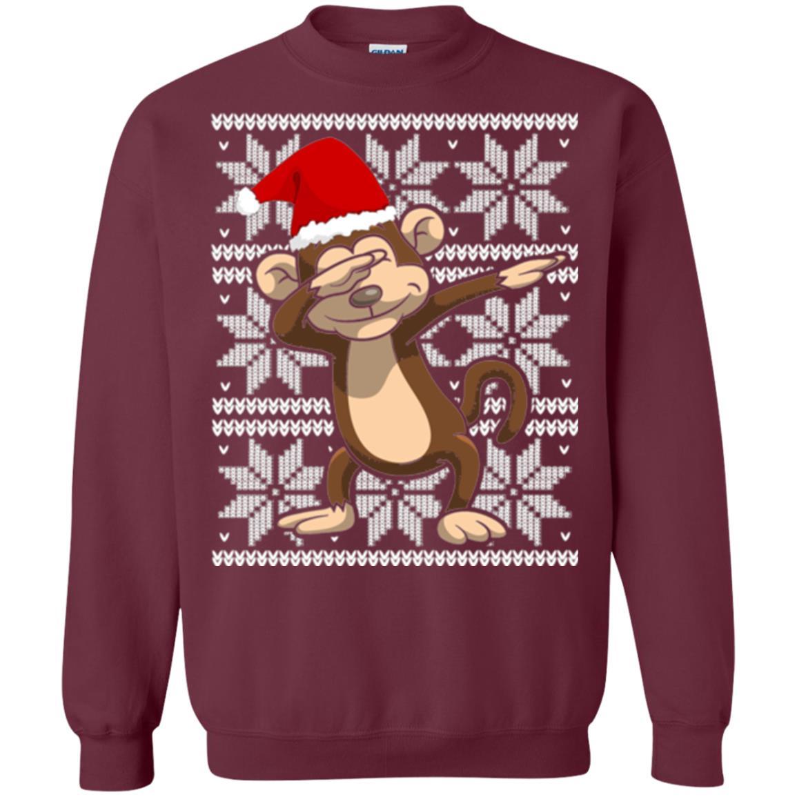 Christmas T-shirt Dabbing Monkey Maroon