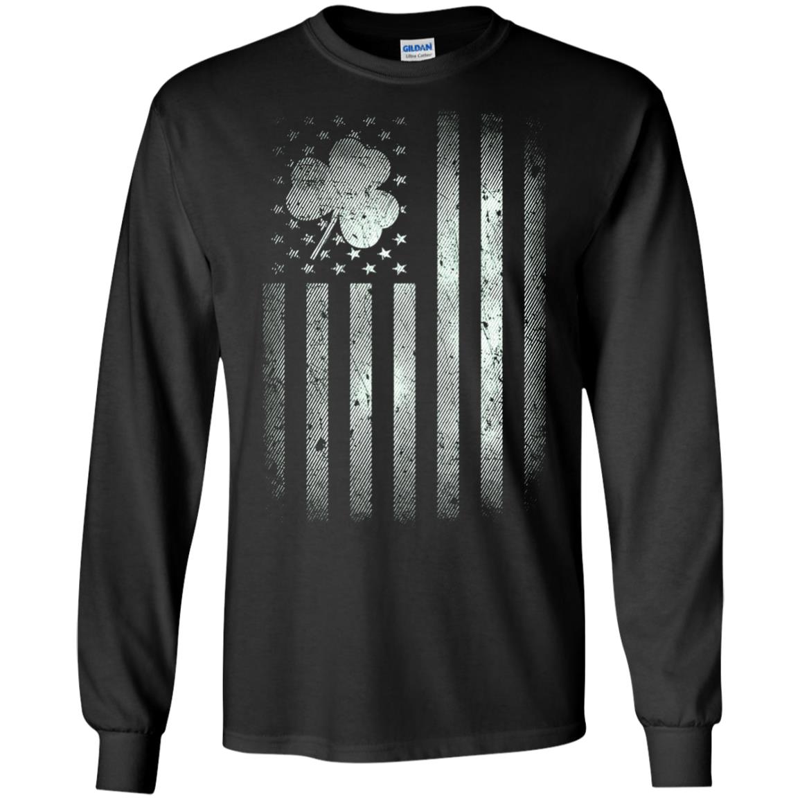 Vintage Irish American Shamrock Flag St Patricks Day T-shirt Black