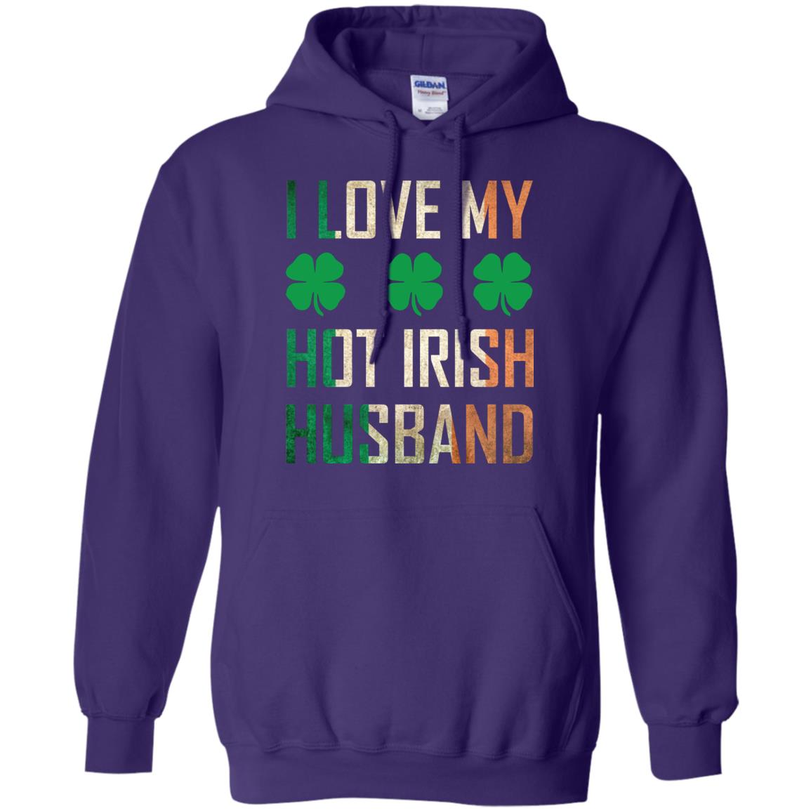 I Love My Hot Irish Husband Saint Patricks Day Shirt For Wife Purple