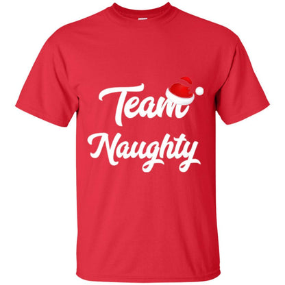 Christmas T-shirt Team Naughty Nice Santa Hat T-shirt Red