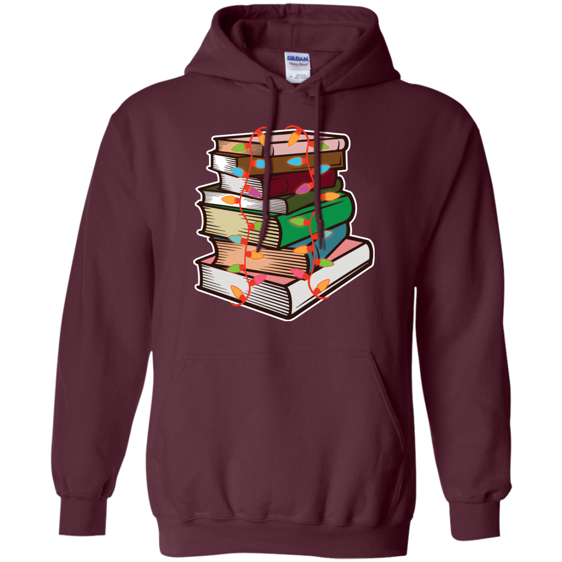 Fairy Lights Christmas Gift T-shirt Book Lover Maroon
