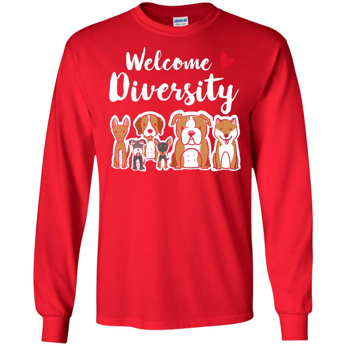 Dog Lover T-shirt Welcome Diversity Red