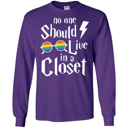Lgbt T-shirt No One Should Live In A Closet Purple