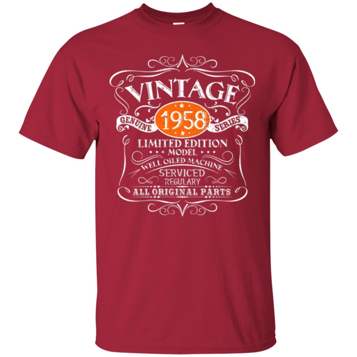 Vintage 60th Birthday T-shirt 1958 All Original Parts Cardinal